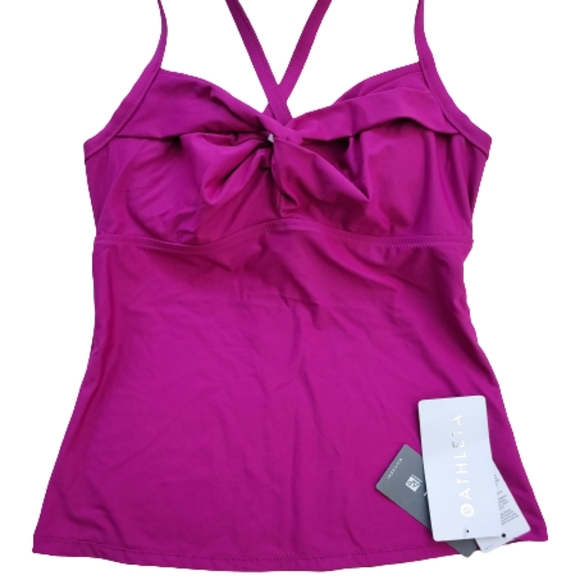 Athleta Twist Up Tankini Swim Top Size 34 B/C Pink Fuchsia Magenta NWT - Picture 3 of 12